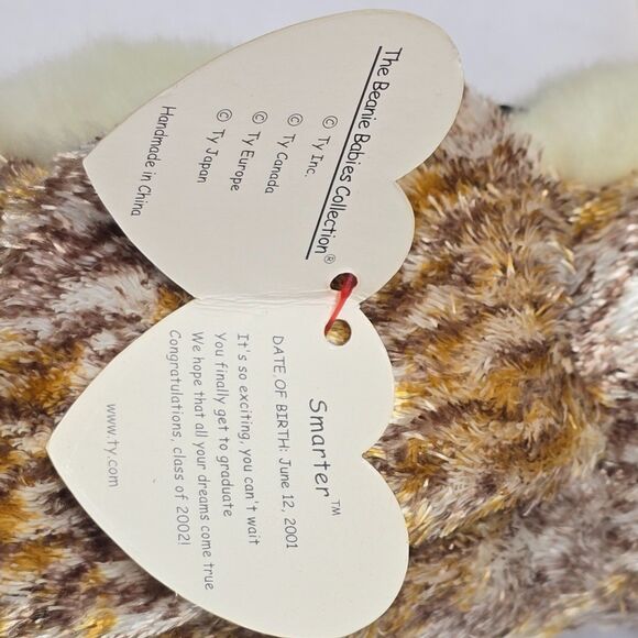 Retired TY Beanie Baby - SMARTER the 2002 Owl (6.5 inch) - Picture 6 of 9